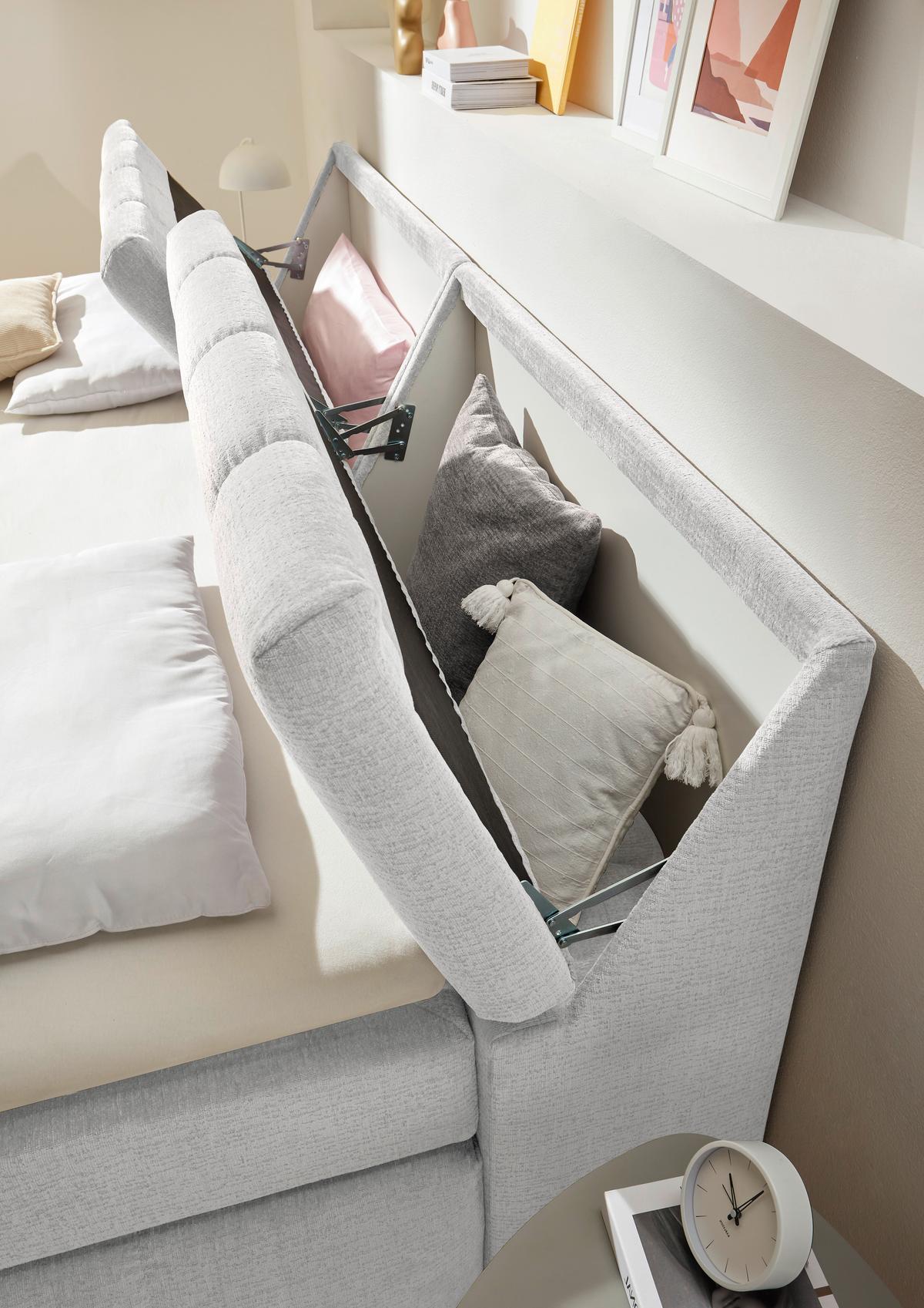 Boxspringbett Elkford 6 Mit Topper & Bettkasten 240x200 - Silberfarben, MODERN, Holzwerkstoff/Textil (240/200cm) - MID.YOU