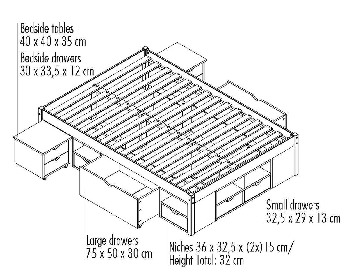 Tárolós Ágy Till 140/200 Cm - fehér, Konventionell (140/200cm) - MID.YOU