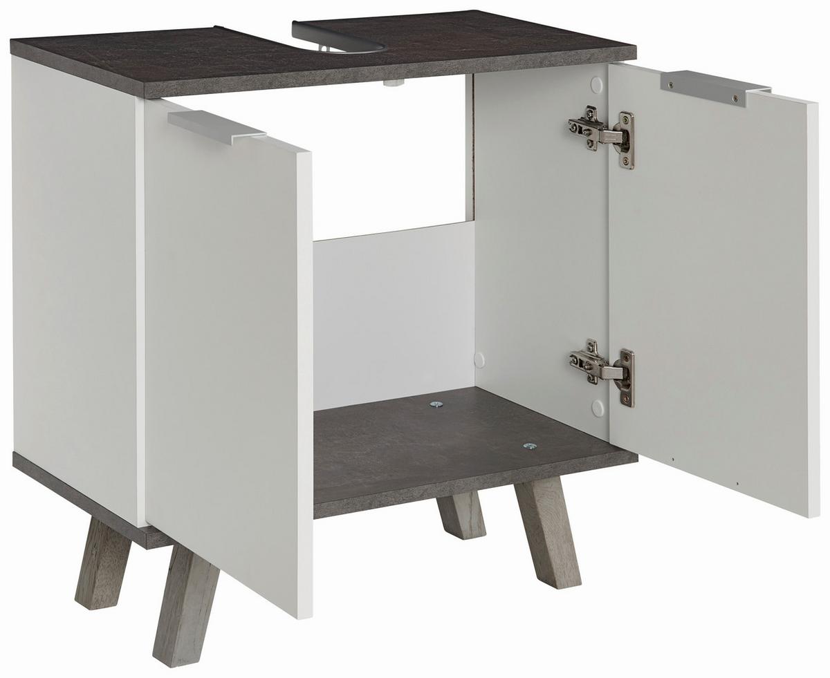 Waschbeckenunterschrank Turin 4 B: 60 Cm Weiß/beton - Weiß/Grau, MODERN, Holzwerkstoff (60/60/30cm)