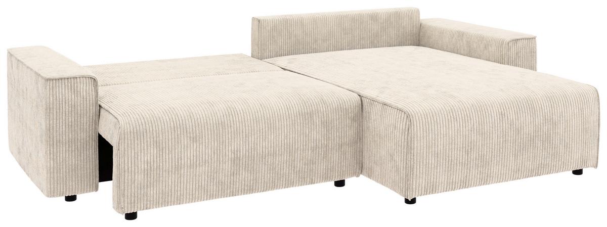 Ecksofa Chance, Creme S:265x164 cm - Creme/Schwarz, MODERN, Textil (265/164cm) - Trendmanufaktur