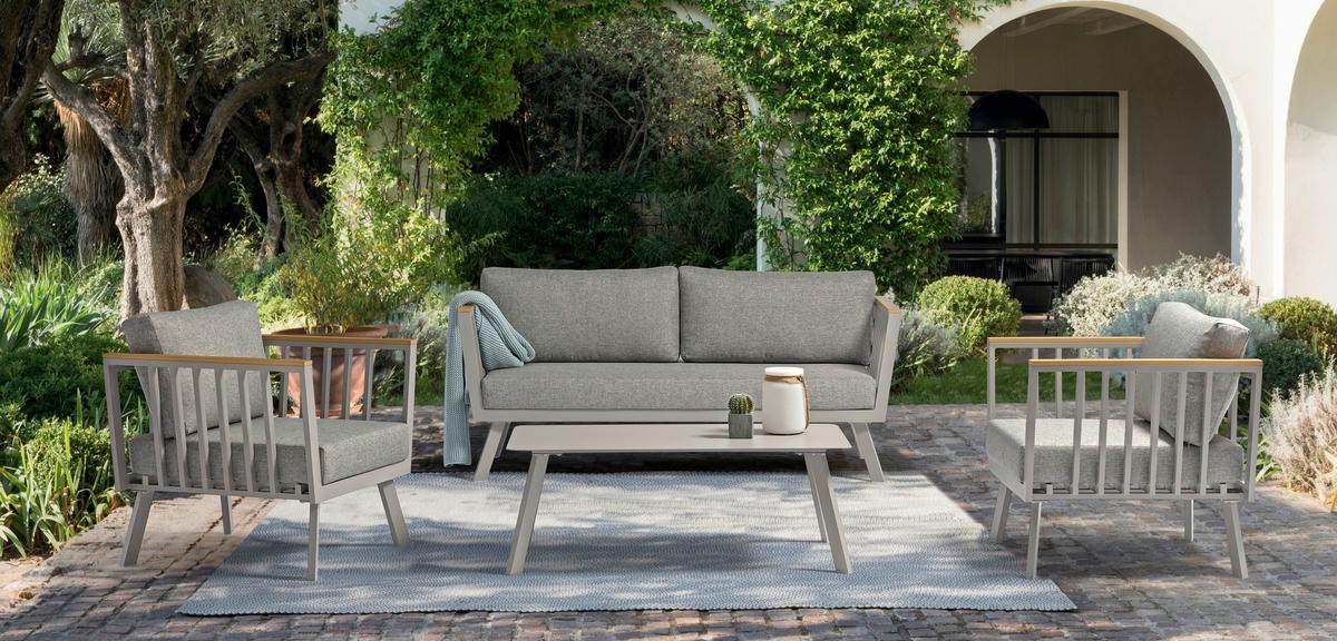 Loungegarnitur Gondola - Taupe/Grau, MODERN, Kunststoff/Textil (175/70/72cm) - Acamp