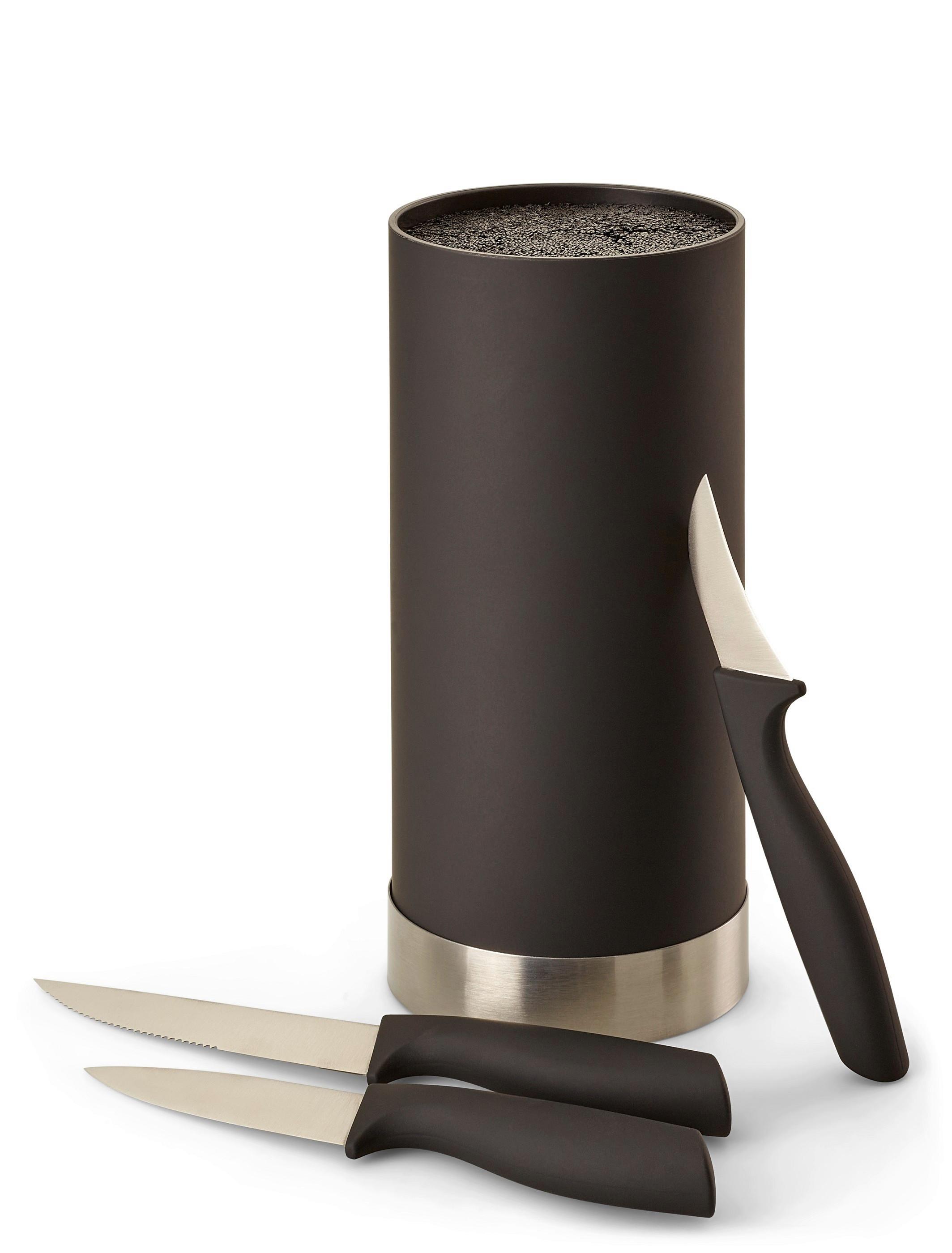 Messerblock Schwarz/silbern Kunststoff 4-Teilig - Silberfarben/Schwarz, Basics, Kunststoff (11/22cm) - Echtwerk