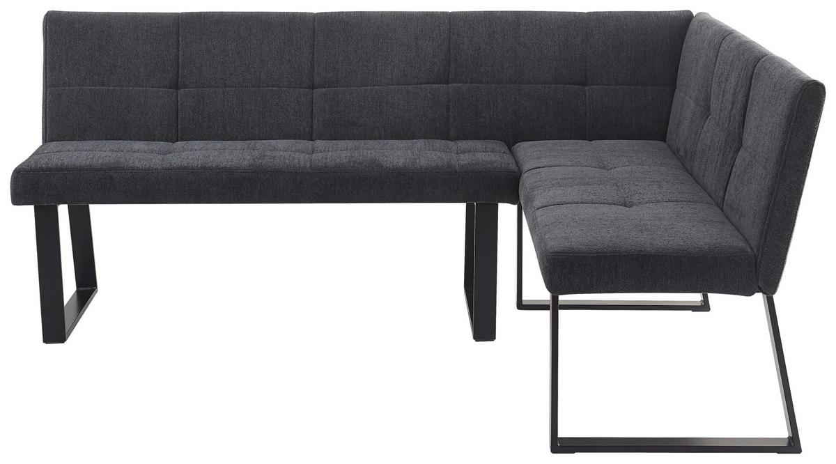 Eckbank Rico Dunkelgrau, Schenkel 152x191cm - Dunkelgrau/Schwarz, LIFESTYLE, Textil/Metall (152/191cm) - MID.YOU