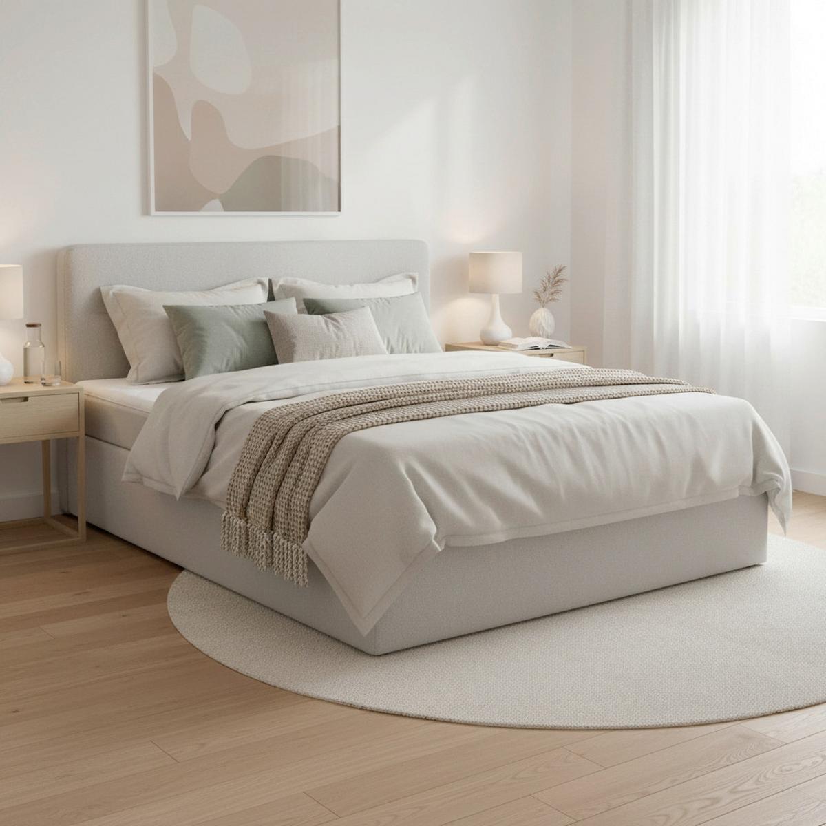 Boxspringová postel MARCO 160x200, světle šedá - černá/světle šedá, Moderní, dřevo/textil (160/200cm) - Bessagi