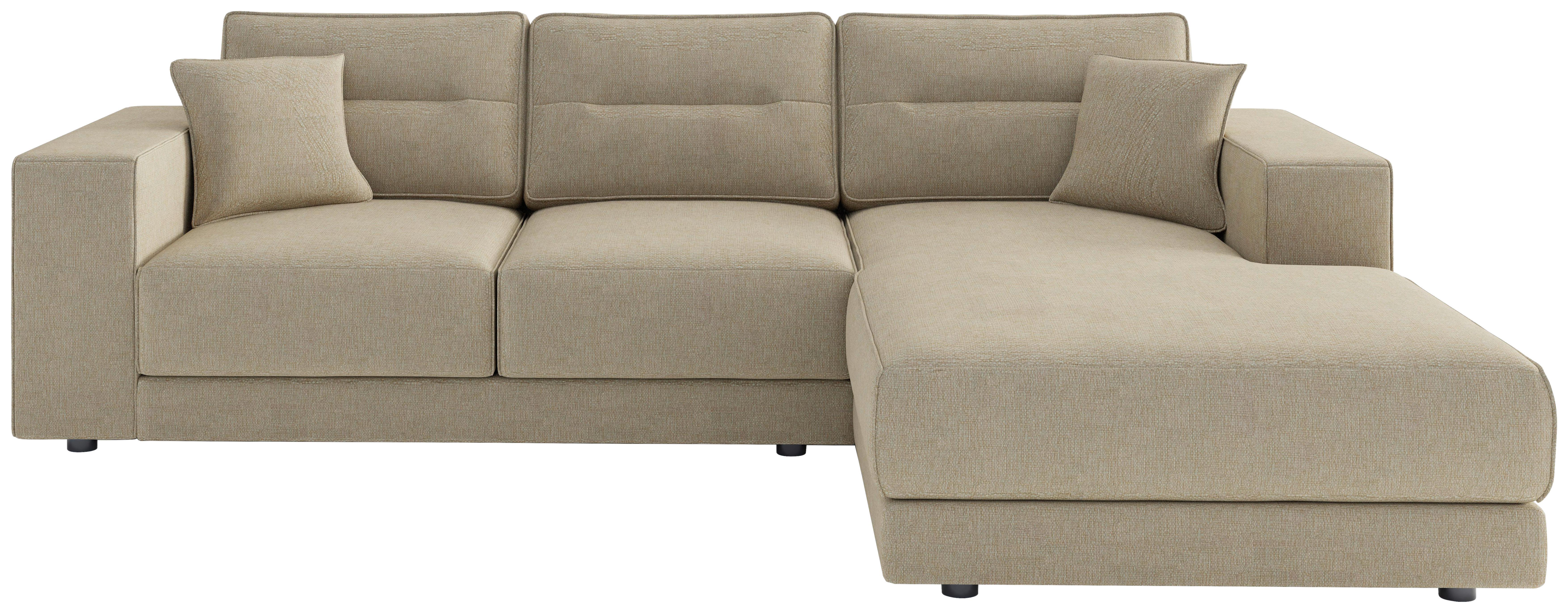 Ecksofa Verona Champagner S: 272x195 Cm - Champagner/Edelstahlfarben, Design, Textil (272/195cm) - Livetastic
