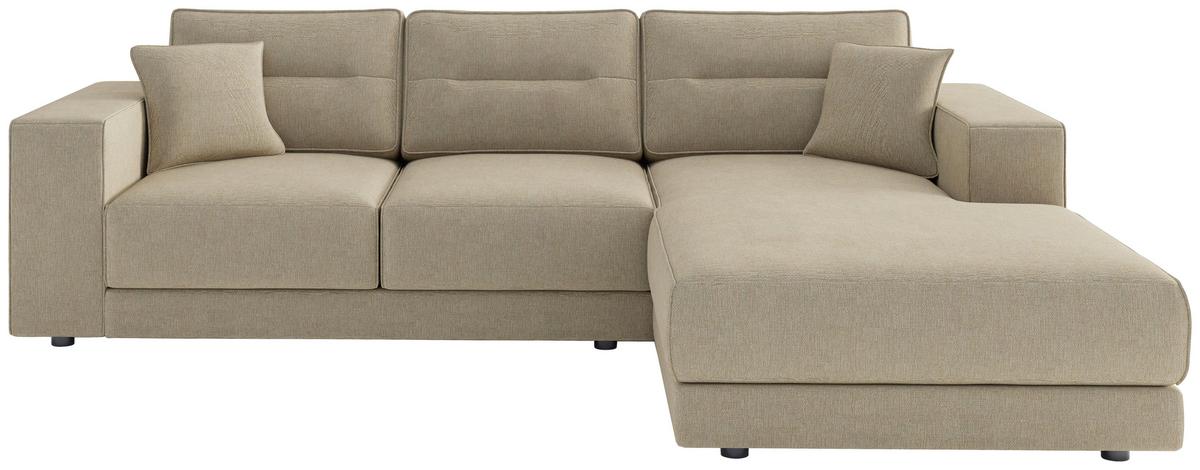 Ecksofa Verona Champagner S: 272x195 Cm - Champagner/Edelstahlfarben, Design, Textil (272/195cm) - Livetastic