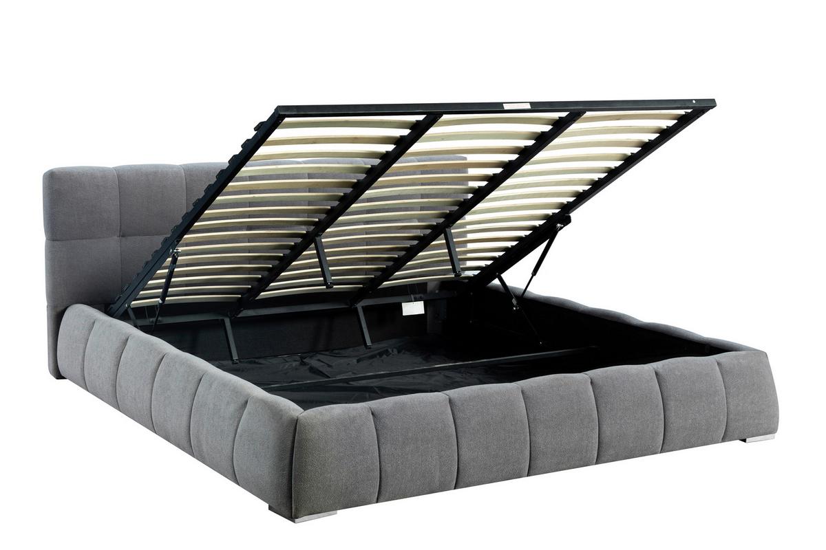 Polsterbett Natalia Grau B: 208 cm - Schwarz/Grau, Design, Holzwerkstoff/Textil (208/90/228cm) - Livetastic