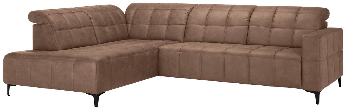 Rohová sedačka PANAMA, ľavá, terakota - čierna/terakota, Konventionell, kov/textil (216/304cm) - Premium Living