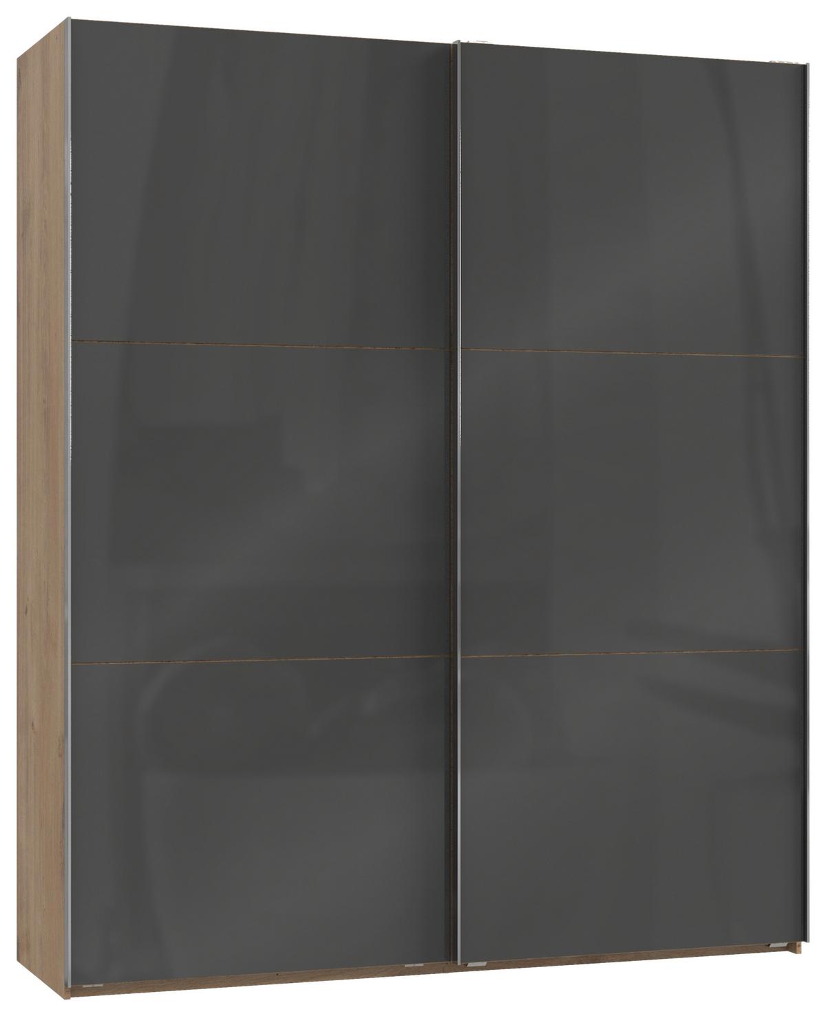 Schwebetürenschrank B: 200 Cm Level 36c Grau/eiche Dekor - Eichefarben/Grau, MODERN, Holzwerkstoff (200/236/65cm) - MID.YOU