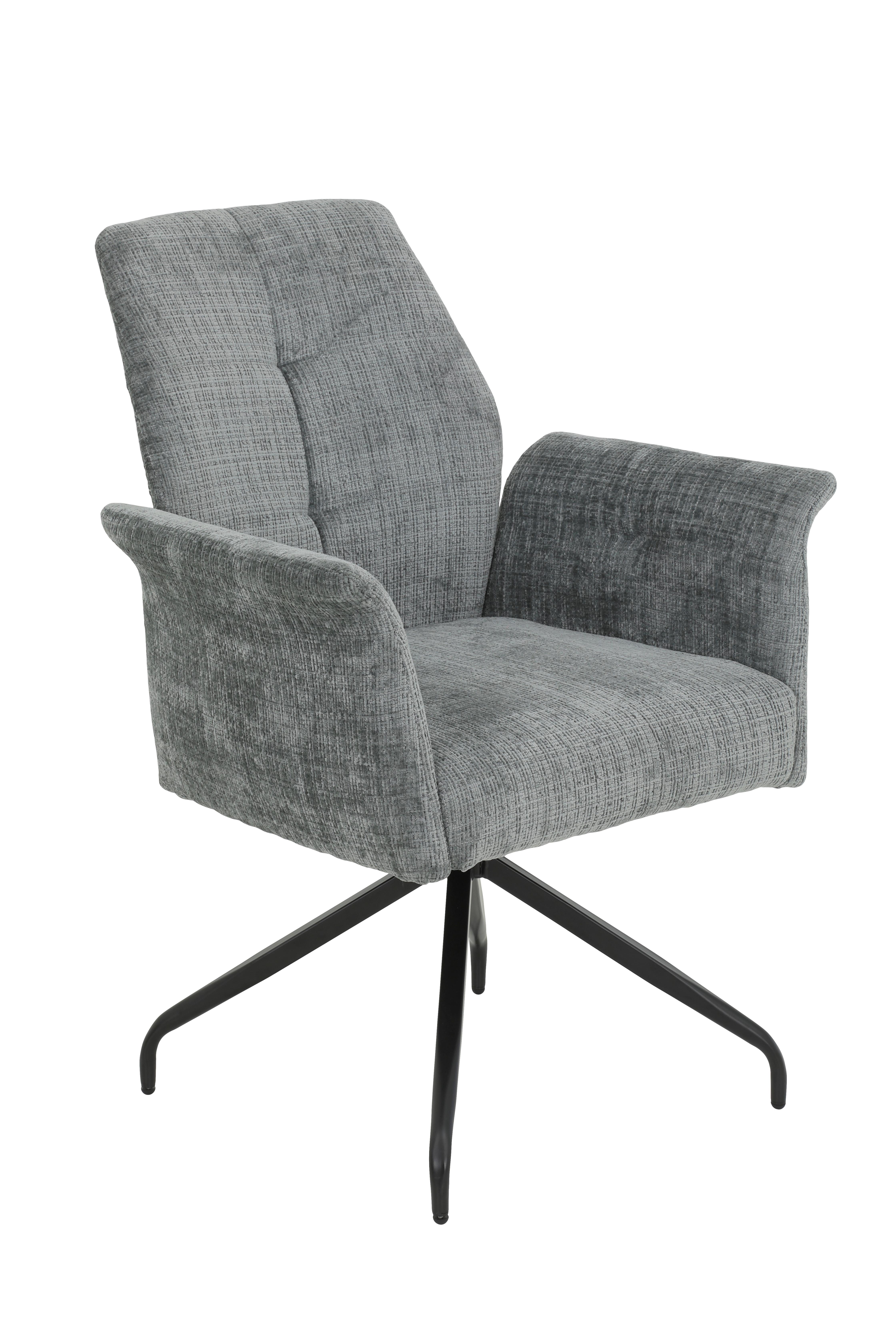 Armlehnstuhl Viktoria S - Hellgrau/Schwarz, MODERN, Textil/Metall (71/93/68cm) - MID.YOU