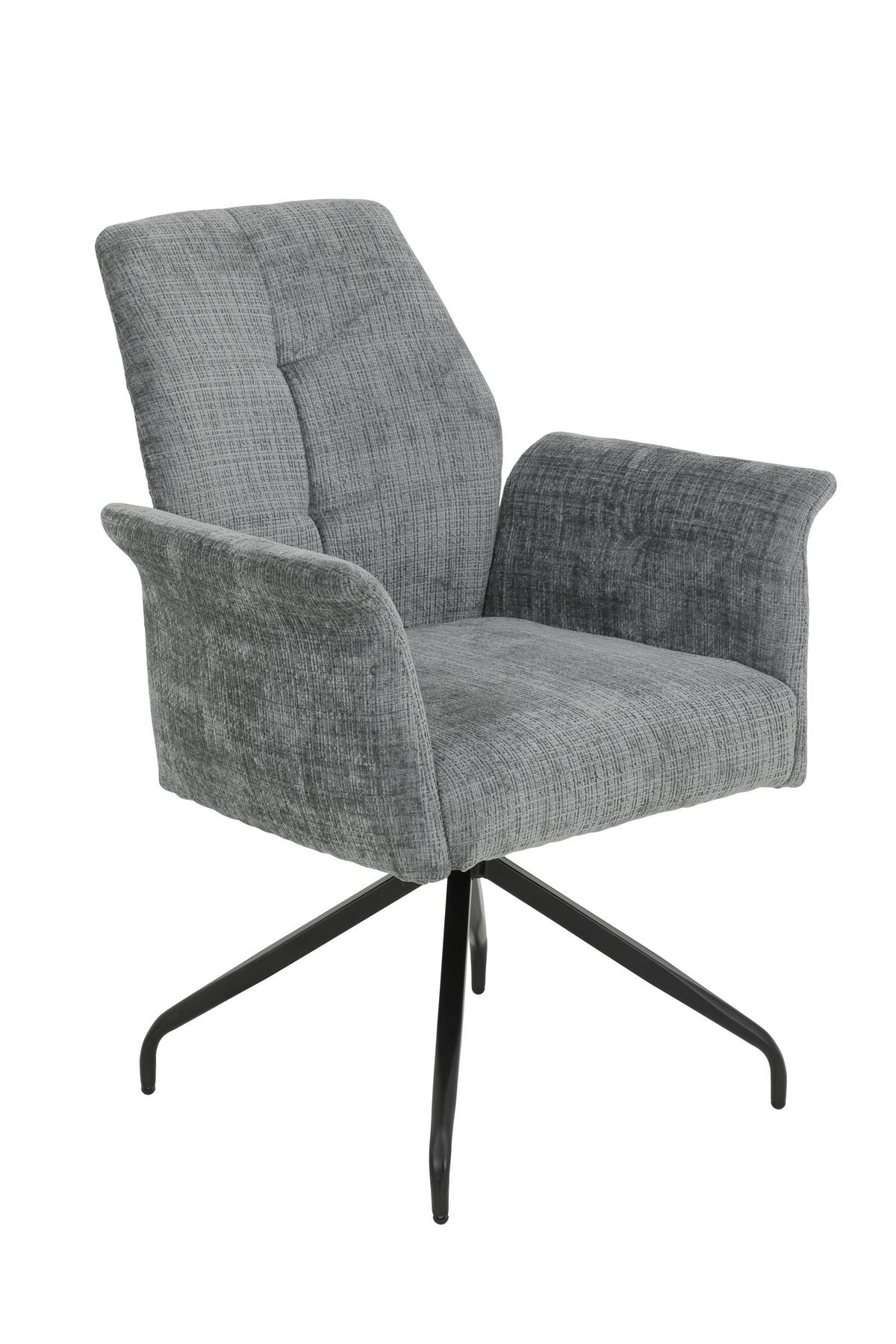 Armlehnstuhl-Set Viktoria S 4er-Set - Hellgrau/Schwarz, MODERN, Textil/Metall (71/93/68cm) - MID.YOU