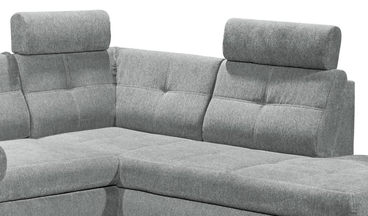 Sedací souprava ALBA U, pravá, šedá, úl.prostor, lůžko - světle šedá, Moderní, textil/plast (177/349/233cm) - MID.YOU