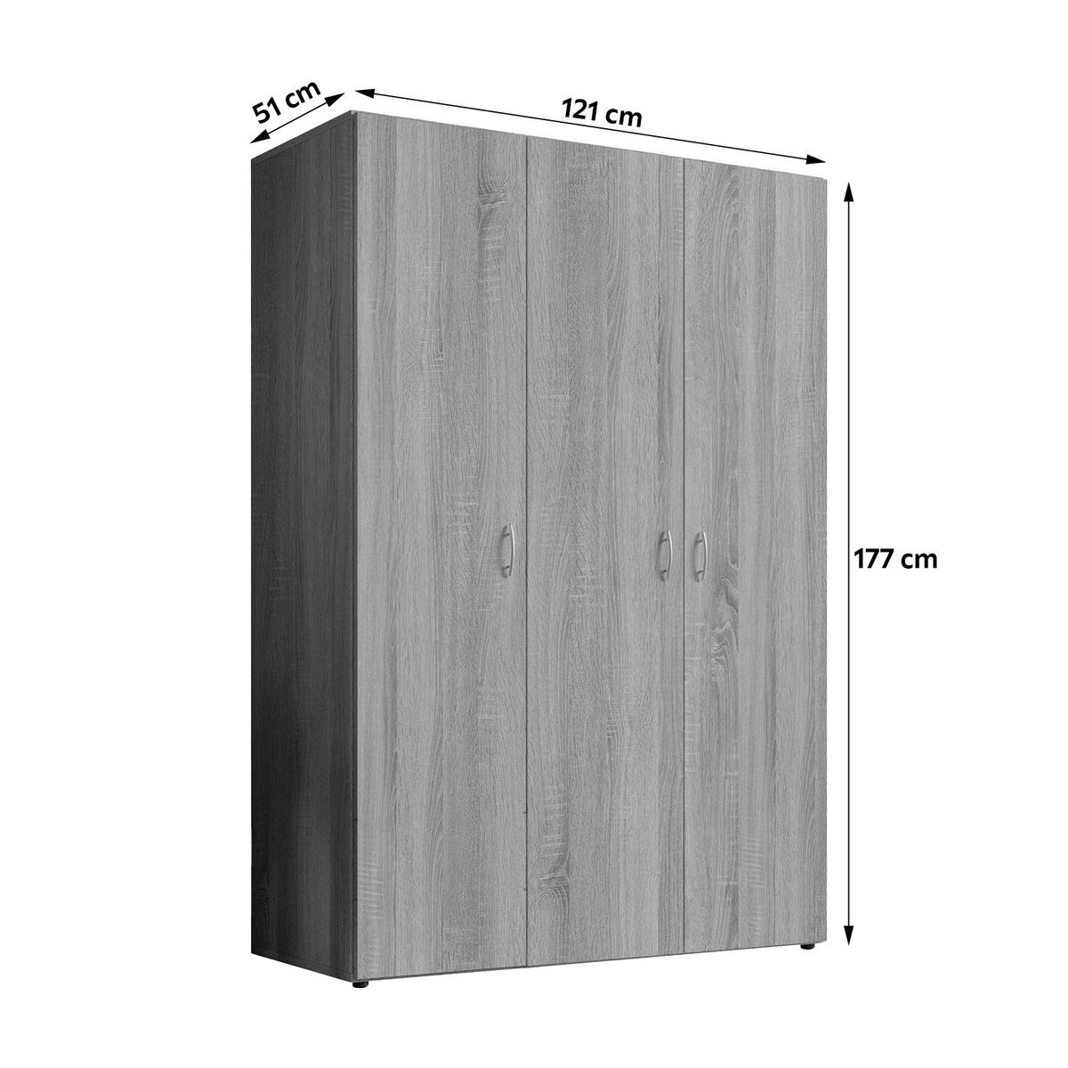 Kleiderschrank B: 121 cm Joe Sonoma Eiche Dekor - Sonoma Eiche, Basics, Holzwerkstoff (121/177/51cm)