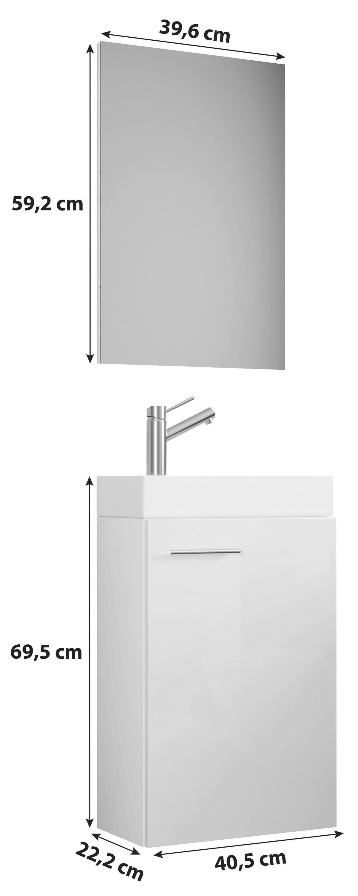 Badmöbel-Set Gäste WC 3-Tlg. Slito B: 41 cm Schwarz - Schwarz/Weiß, KONVENTIONELL, Keramik/Holzwerkstoff (41cm) - MID.YOU
