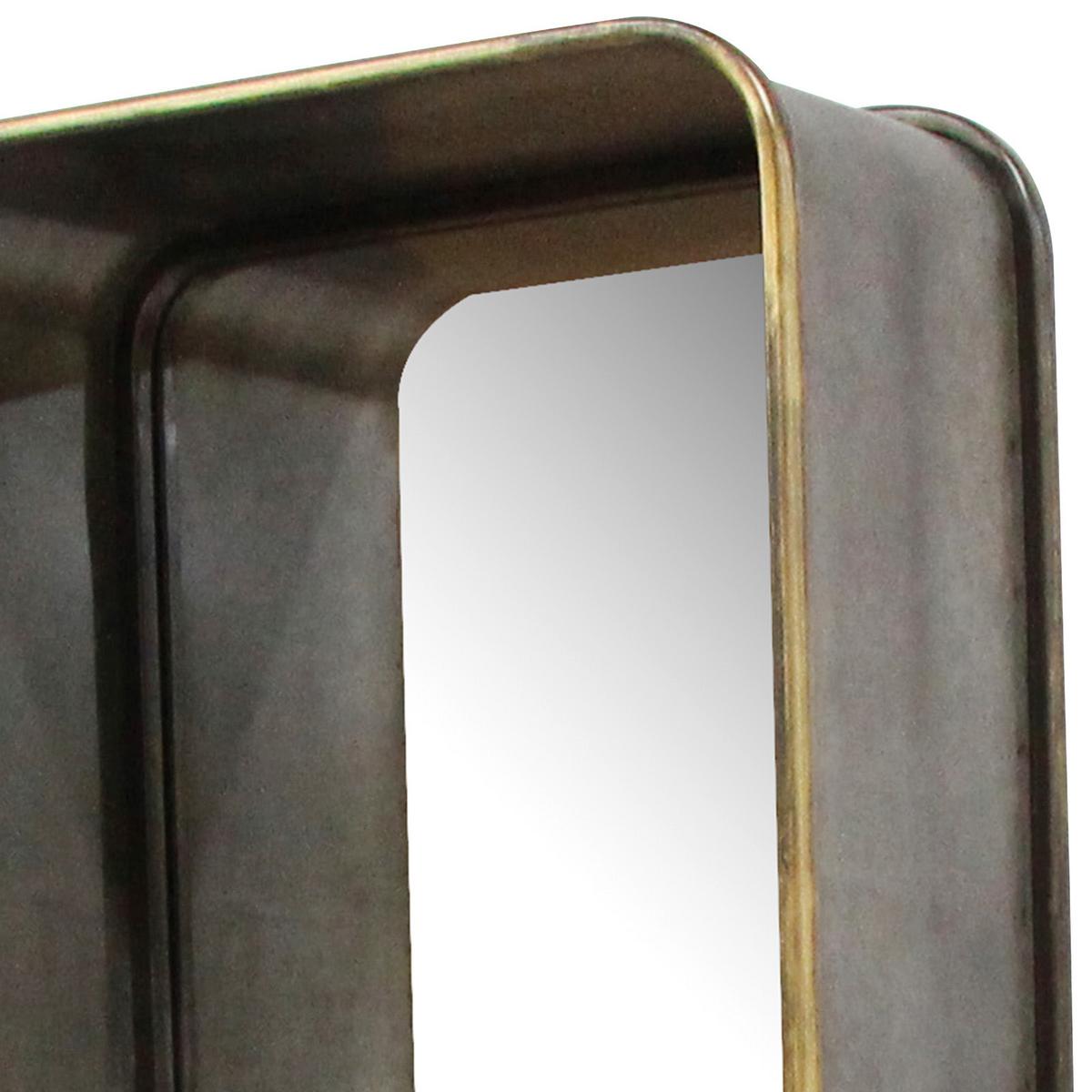 Wandspiegel Eckig Bxh: 18x120 Cm Metall/glas Mit Ablage - Messingfarben/Naturfarben, Basics, Glas/Holzwerkstoff (36/18/120cm)