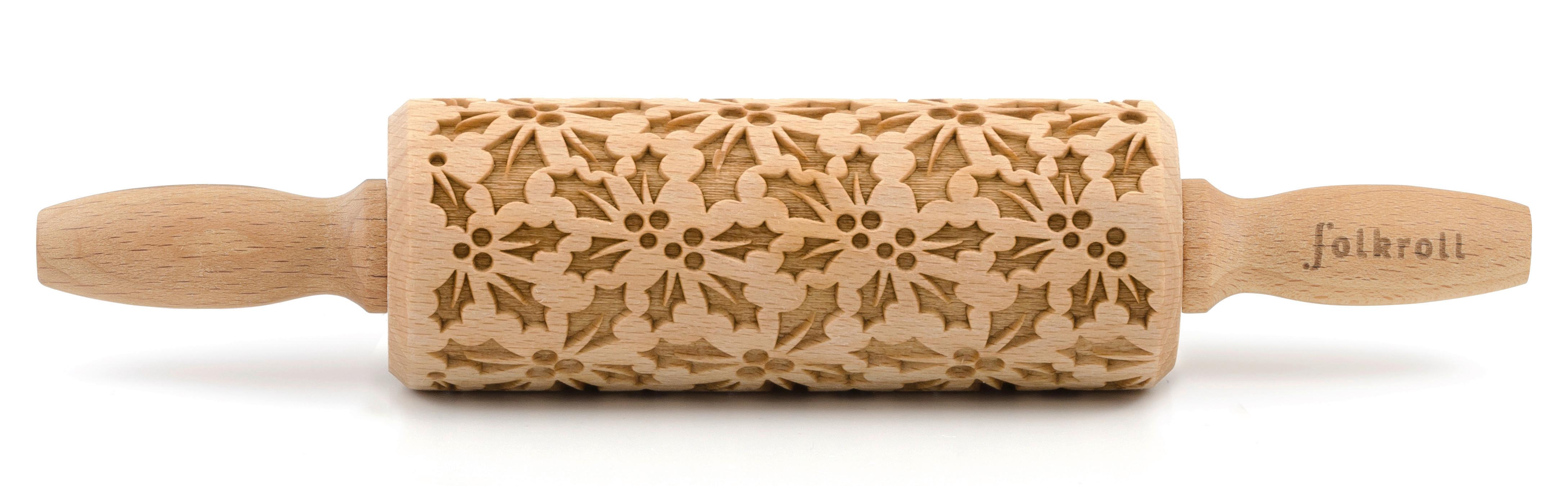 Motiv-teigrolle, Holz Teigrolle 3d Motivbuchenholz - Naturfarben, Basics, Holz (23/4,5/4,5cm) - Folkroll