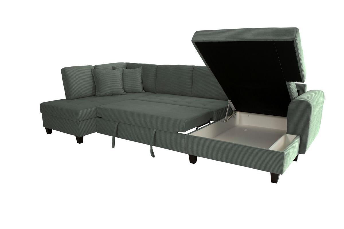 Wohnlandschaft Moritz Grün U-Form: 178x324x155 cm - Grün, Trend, Textil (178/324/155cm)