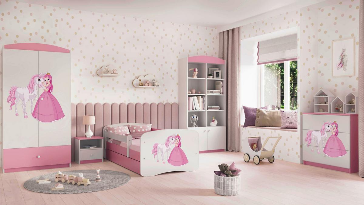 Kinder-/Juniorbett Babydreams inkl. Matratze 80x160 - Pink/Birkefarben, MODERN, Holz/Holzwerkstoff (80/160cm) - MID.YOU