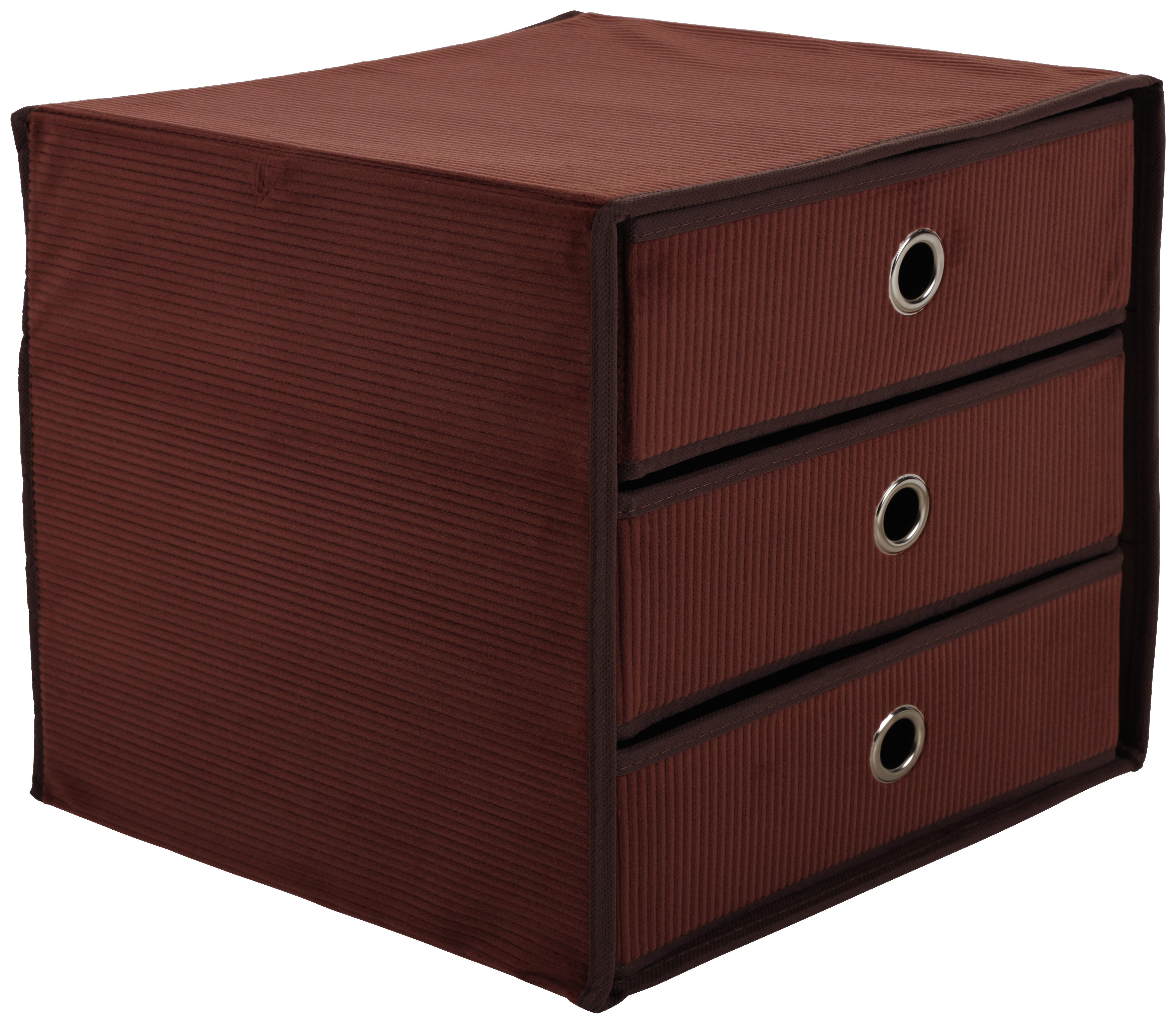 Schubladenbox in Braun mit 3 Laden