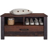 Garderobenbank Ontario - Eichefarben/Schwarz, Trend, Holzwerkstoff (96/49,5/37cm) - Ombra