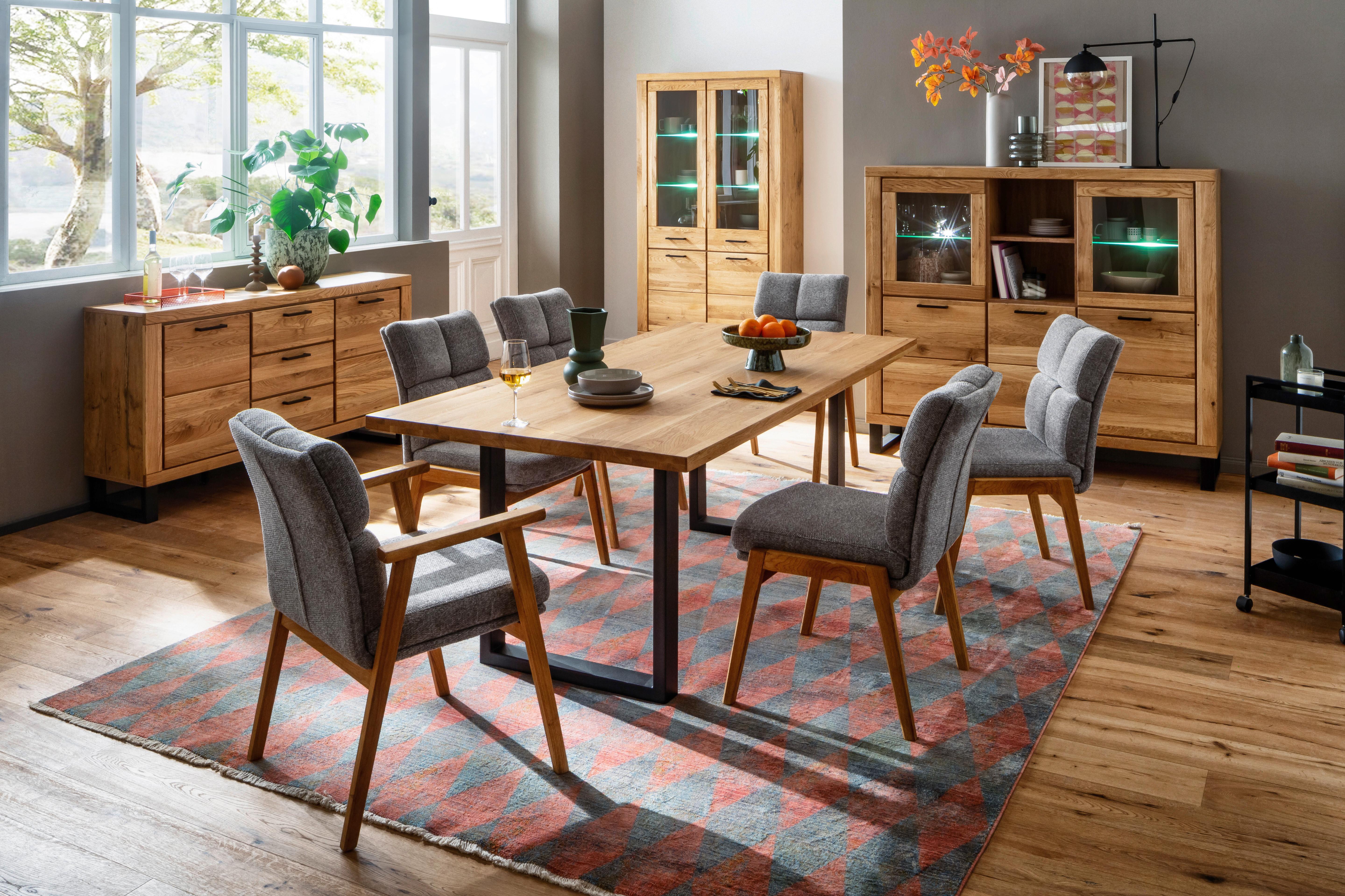 Sideboard Kambo Wildeiche 2 Türen 3 Laden - Wildeiche/Schwarz, ROMANTIK / LANDHAUS, Holz/Holzwerkstoff (158,5/83/40cm)