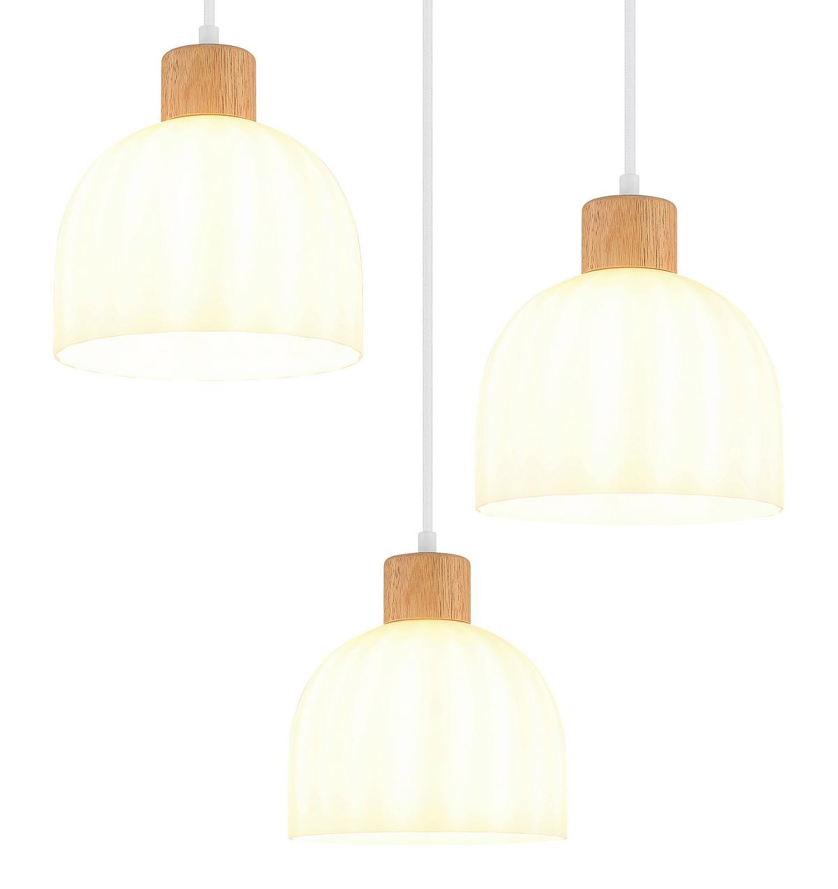 HÄNGELEUCHTE Braun, Weiß, ca. 51x130 cm - Opal/Braun, Design, Glas/Holz (51/130cm) - Globo