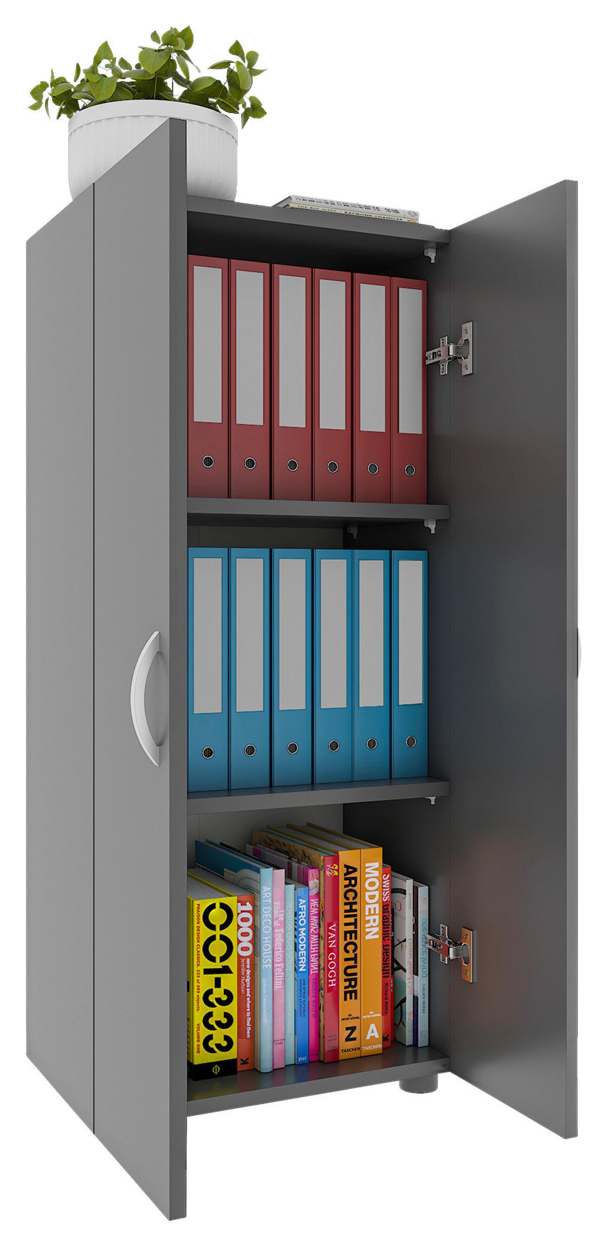 Aktenschrank Ulas 3 B: 49 cm Stehend Anthrazit - Anthrazit, MODERN, Holzwerkstoff (49/108/34cm) - MID.YOU