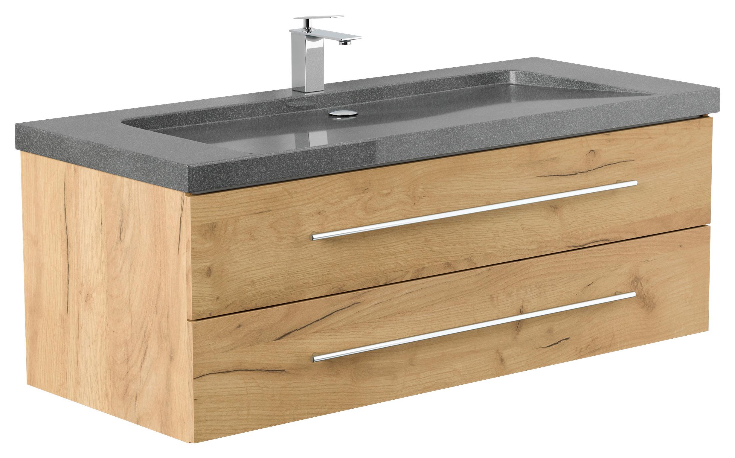 WASCHTISCHKOMBI Yamo, Eichefarben B: 100cm - Eichefarben, Basics, Holzwerkstoff/Stein (130cm) - MID.YOU