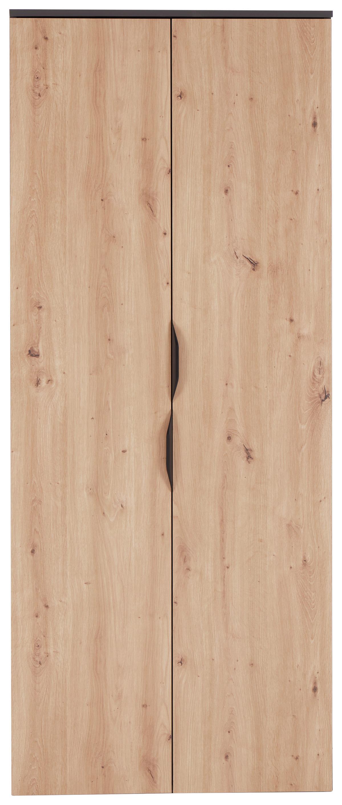 Aktenschrank Carlos 2-Türig Eiche Artisan, B: 75 cm - Anthrazit/Eiche Artisan, Trend, Holzwerkstoff (75/182,1/40cm)