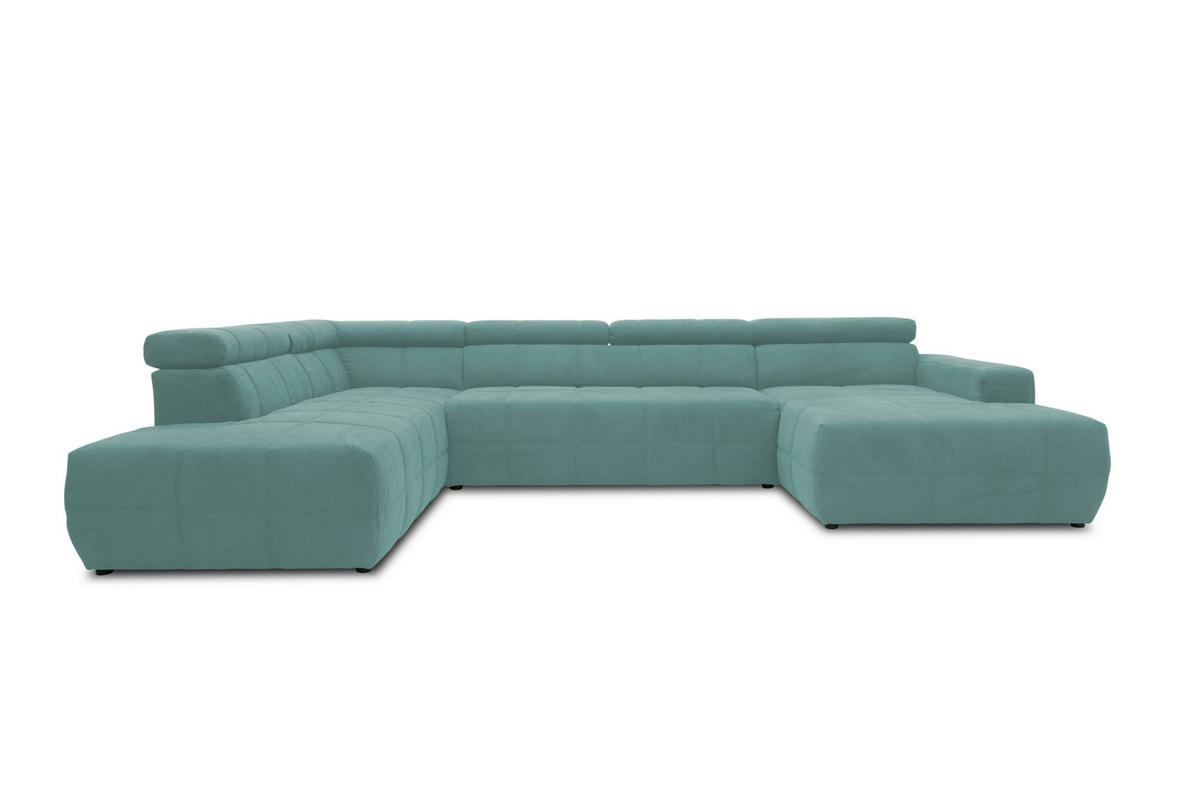 Wohnlandschaft Brandon Kopfteilverstellung Mintgrün - Schwarz/Mintgrün, Design, Textil (228/359/175cm) - MID.YOU