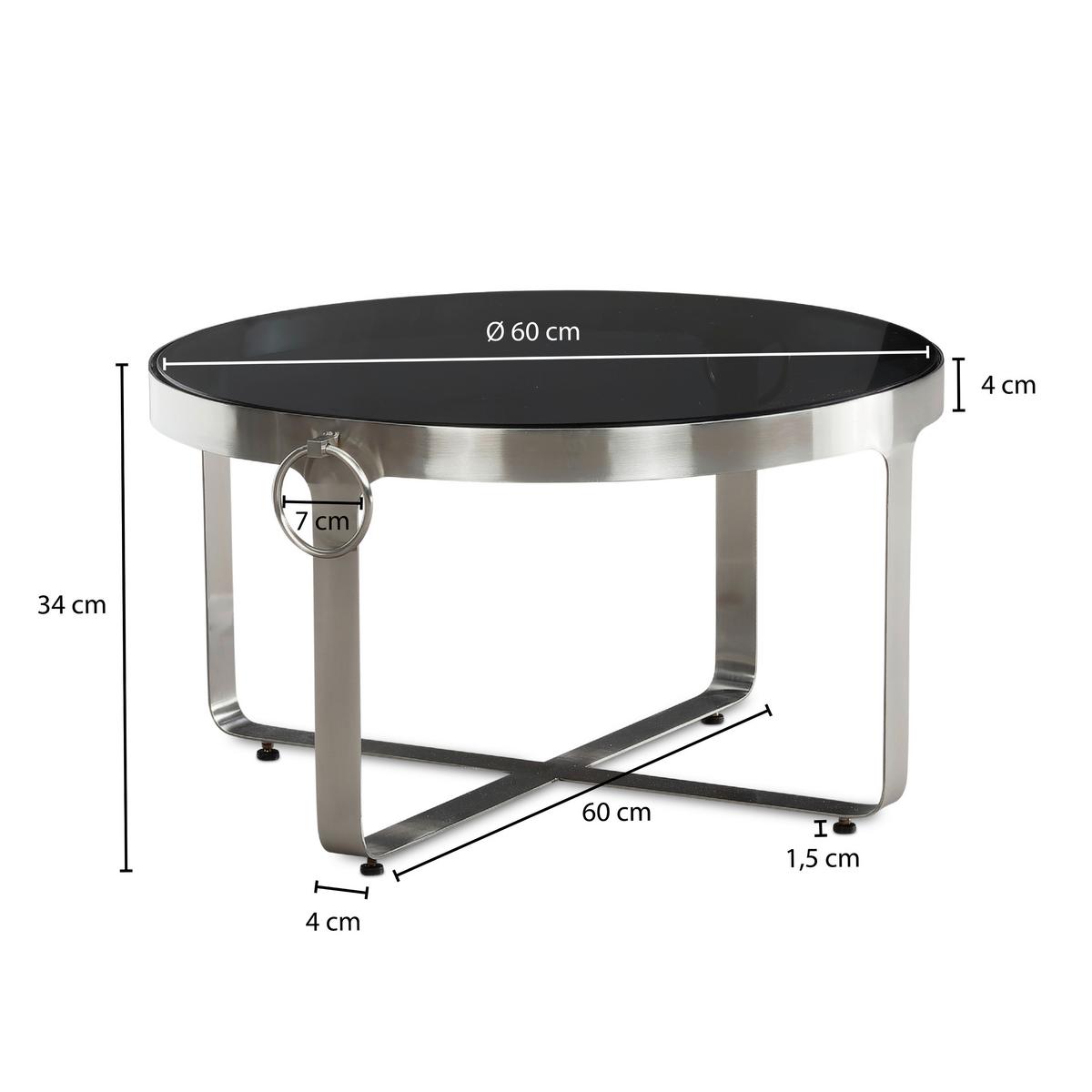 Couchtisch Schwarz, Silberfarben L: 60 Cm - Silberfarben/Schwarz, Design, Glas/Metall (60/60/34cm) - MID.YOU