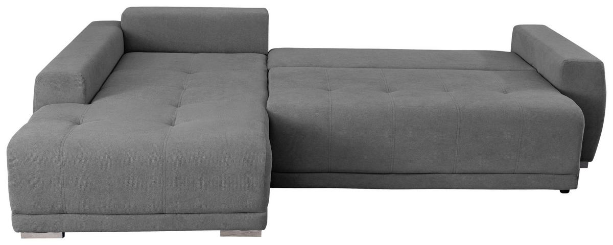 Ecksofa Madeleine Dunkelgrau S: 204x280cm - Dunkelgrau/Silberfarben, Design, Textil (204/280cm) - MID.YOU