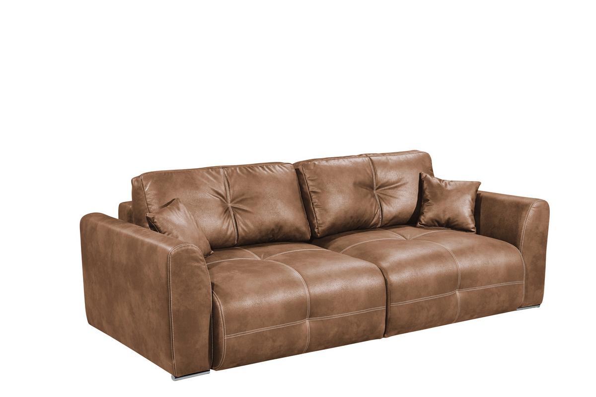 Schlafsofa Dolan Lux.3dl Hellbraun - Hellbraun/Chromfarben, MODERN, Textil (245/85/115cm) - Livetastic