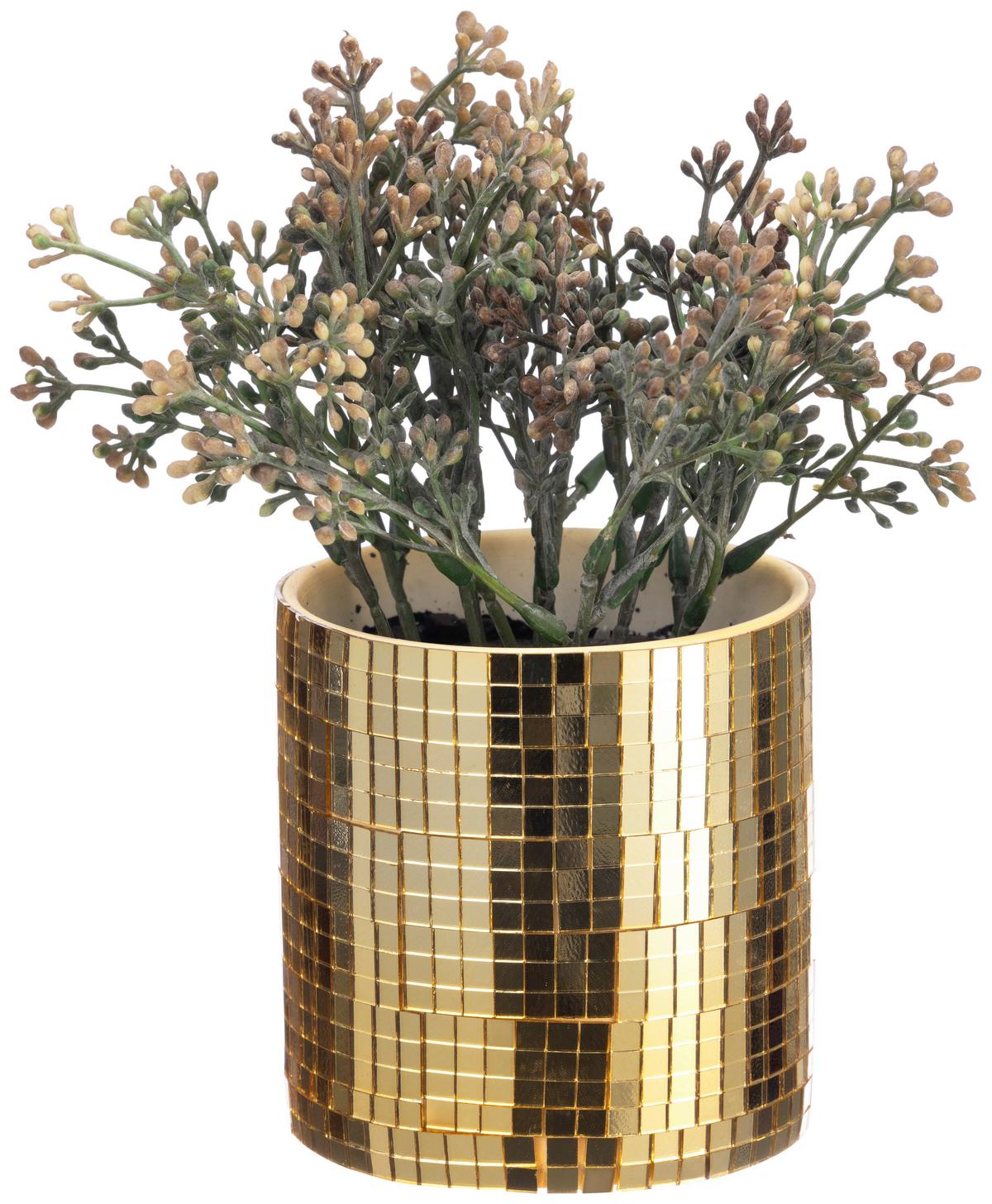 Kunstpflanze Elli - Rotbraun/Hellgelb, KONVENTIONELL, Glas/Keramik (16/20cm) - Luca Bessoni