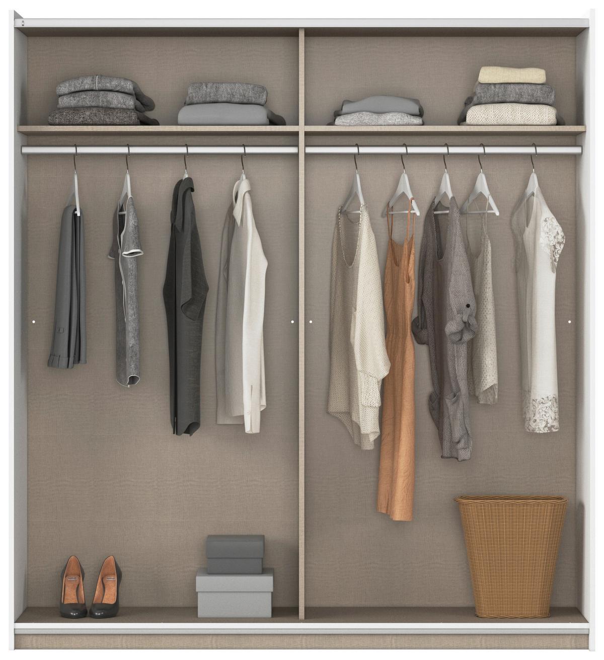 Schwebetürenschrank 175cm Mars Alpinweiß Dekor - Weiß, KONVENTIONELL, Holzwerkstoff (175/191/59cm)