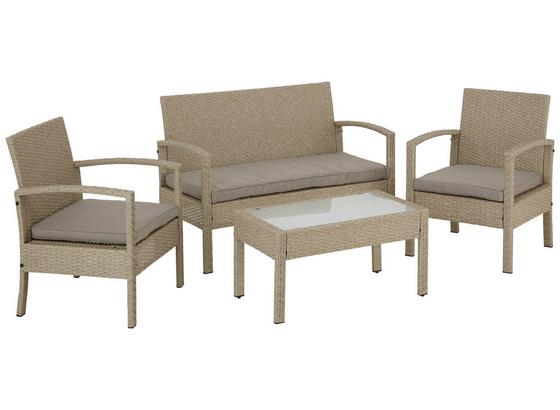 Loungegarnitur 4-Tlg Sydney aus Kunststoff mit Kissen - Grau, MODERN, Glas/Kunststoff - Ombra Loungegarnitur 4-Tlg Sydney aus Kunststoff mit Kissen - Grau, MODERN, Glas/Kunststoff - Ombra