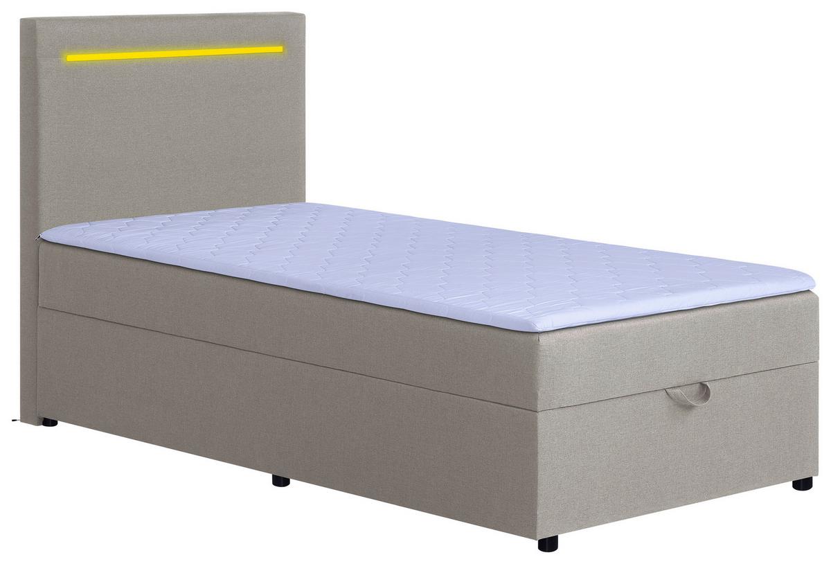 Boxbett Pisa 100 Led 100x200 Beige - Beige/Schwarz, MODERN, Holzwerkstoff/Textil (100/200cm) - MID.YOU