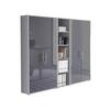 Office Edition B: 212,9 cm Grau/Anthrazit - Anthrazit Hochglanz/Grau, MODERN, Holzwerkstoff (212,9/185,6/33cm) - MID.YOU