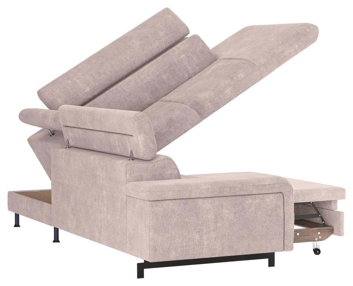 Ecksofa mit Bettkasten Emma Creme 262x215 cm - Creme/Schwarz, Textil (262/215cm) - MID.YOU
