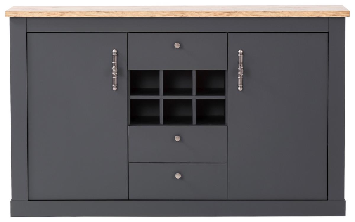 Sideboard Catania Anthrazit/Eiche Dekor B: 169cm - Anthrazit/Eiche Wotan, Design, Holzwerkstoff (169/104/45cm) - MID.YOU