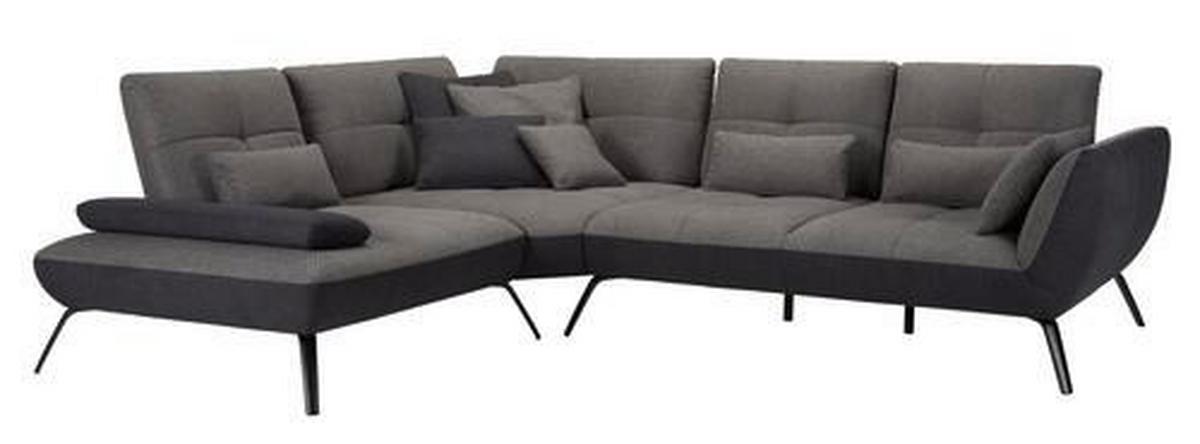 TRENDY, levá, antracitová, s 3 bederními polštáři - černá/tmavě šedá, Moderní, kov/kompozitní dřevo (250/310cm) - Premium Living