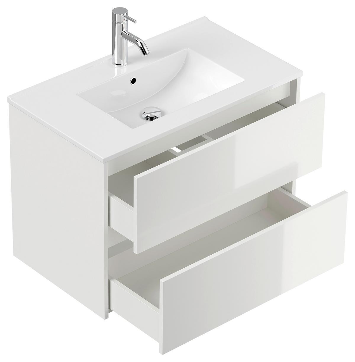 BADEZIMMER Limes, Weiß HG B: 80 cm - Weiß Hochglanz/Weiß, Basics, Keramik/Holzwerkstoff (80cm) - MID.YOU