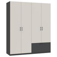 Drehtürenschrank Mit Schublade 180cm Mila Kaschmir/anthrazit - Kaschmir/Anthrazit, KONVENTIONELL, Holzwerkstoff (180/210/54cm)