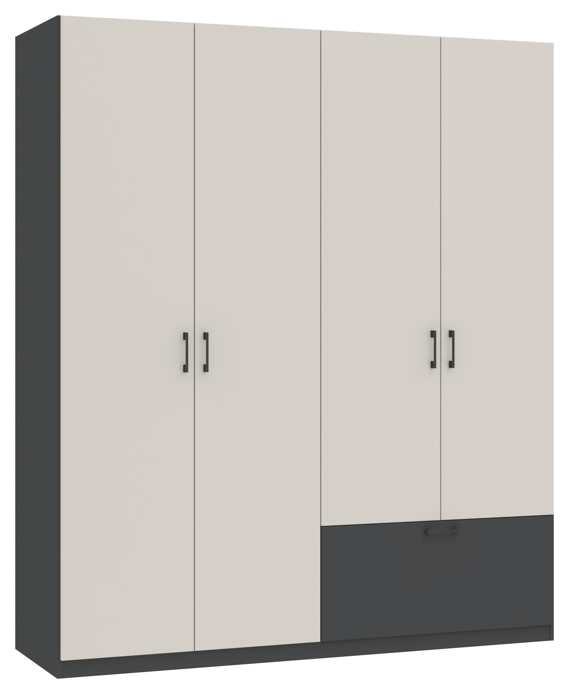 Drehtürenschrank mit Schublade 180cm Mila Kaschmir/Anthrazit