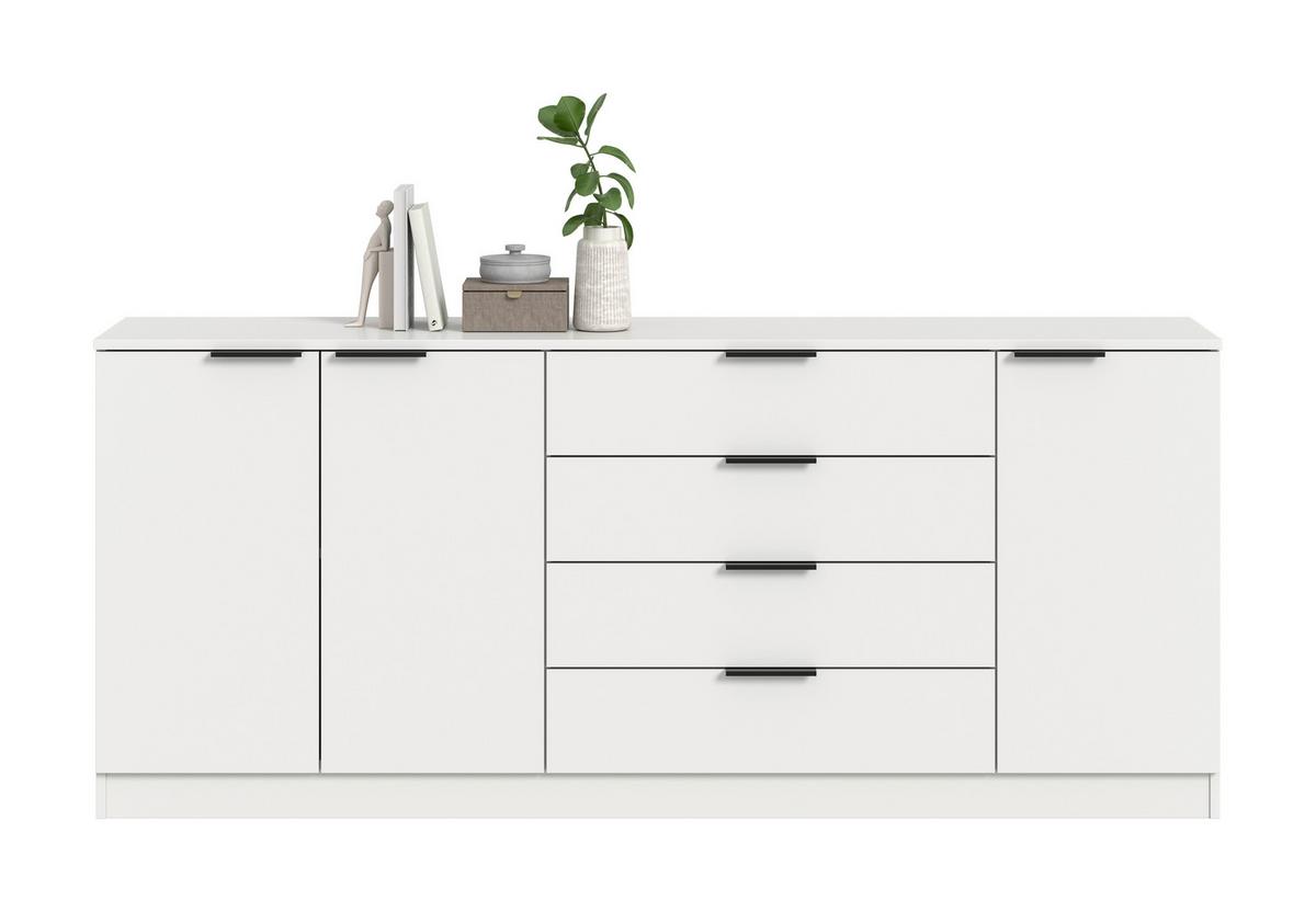 Kommode Kopenhagen, Weiß B: 185 Cm - Schwarz/Weiß, Design, Holzwerkstoff (185/80/35cm) - Livetastic