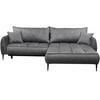 Ecksofa mit Bettkasten Letto 260x189 cm Velours Grau - Schwarz/Grau, Design, Textil (260/189cm) - MID.YOU