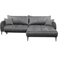 Ecksofa mit Bettkasten Letto 260x189 cm Velours Grau - Schwarz/Grau, Design, Textil (260/189cm) - MID.YOU