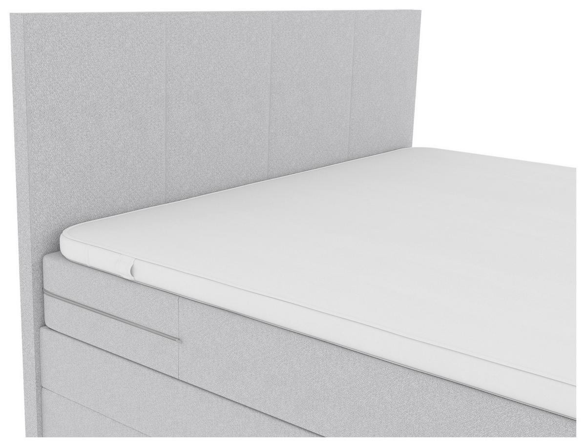 Boxspringbett mit Topper und Bettkasten 180x200 cm Messina - Chromfarben/Hellgrau, KONVENTIONELL, Textil (180/200cm)