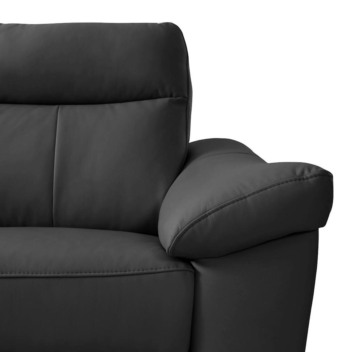 Ecksofa Luna Teilleder Schwarz 194x242 - Chromfarben/Schwarz, Design, Leder/Textil (194/242cm) - Livetastic