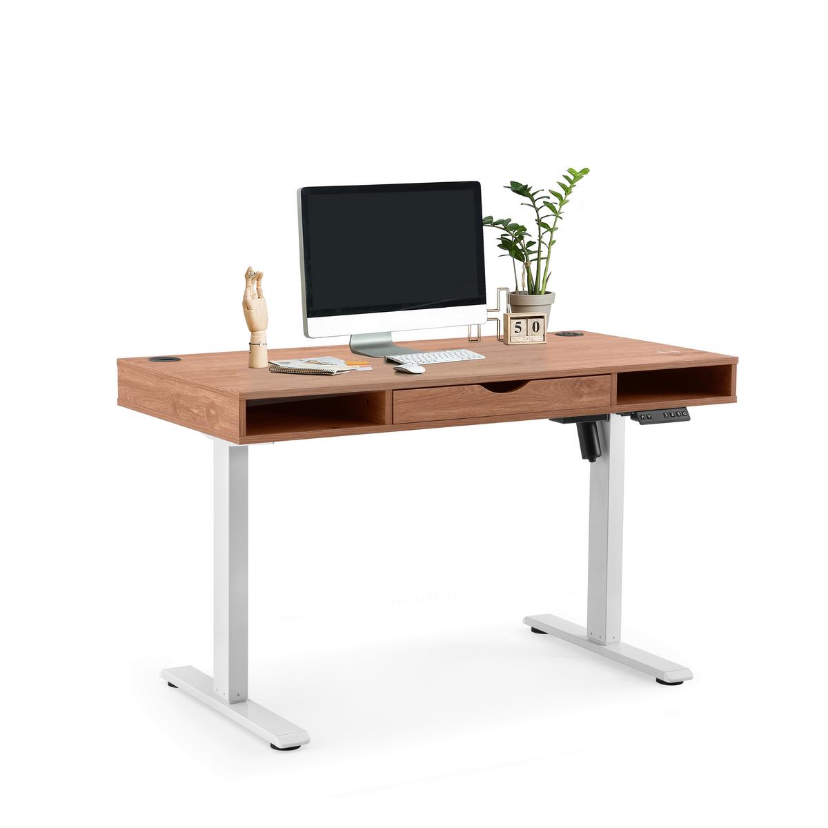 Schreibtisch Worktime Style Weiß/Eichefarben L: 120cm - Eichefarben/Weiß, MODERN, Holz/Metall (120/60/72-110cm) - MID.YOU